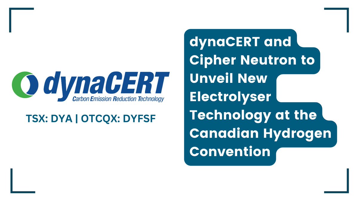 Investornewscom's tweet image. #dynaCERT and Cipher Neutron to Unveil New #Electrolyser Technology at the Canadian #Hydrogen Convention bit.ly/406FYWP 

#GreenHydrogen #CarbonCredits #EmissionReduction @dynaCERT $DYA $DYFSF