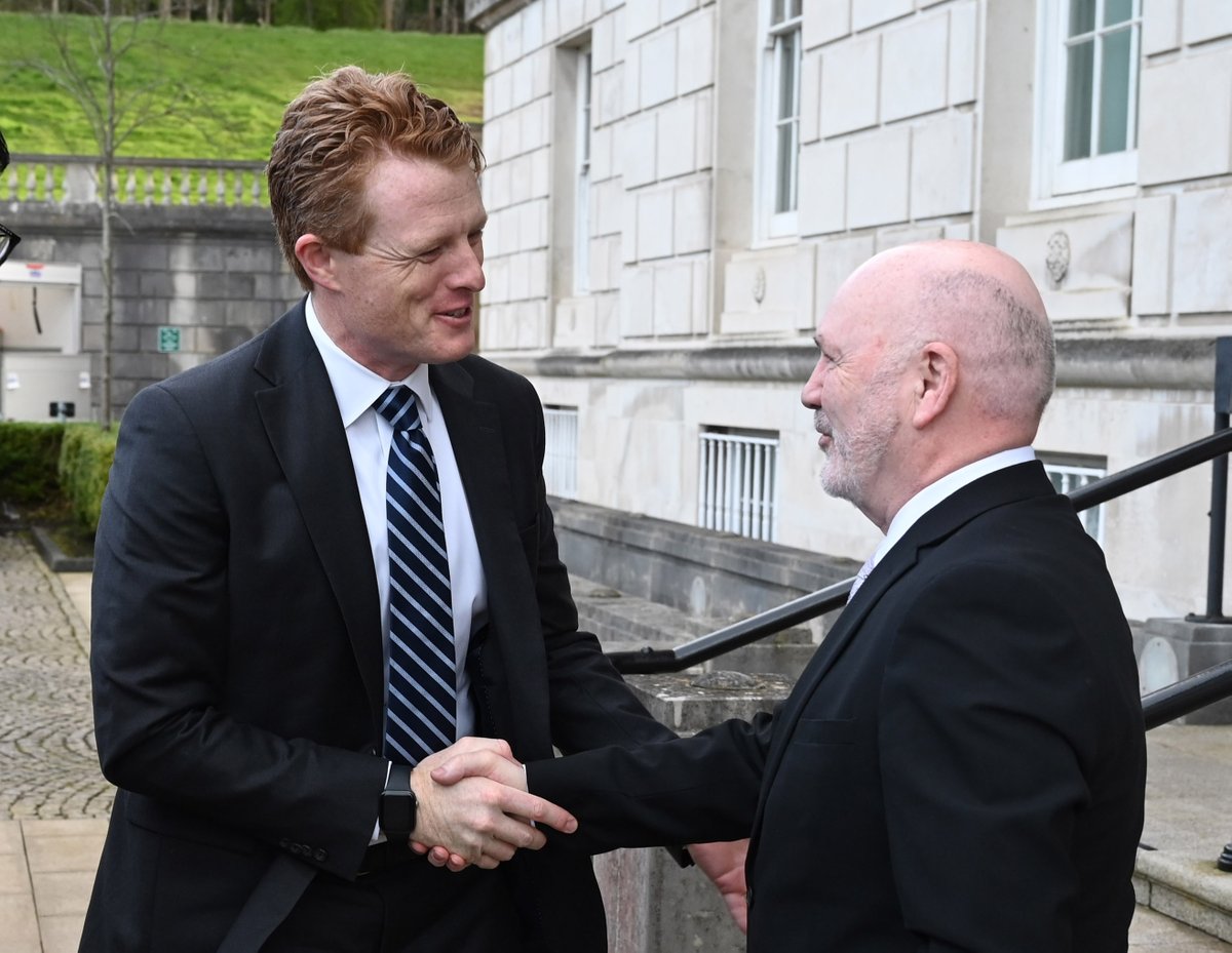niassembly's tweet photo. The Speaker Alex Maskey today welcomed @USEnvoyNI Joe Kennedy III to Parliament Buildings. After a short tour Mr. Kennedy took time to view Silent Testimony, a powerful and moving exhibition of portraits by Colin Davidson.

#NorthernIrelandAssembly #SpeakersVisit https://t.co/lMcG3IWhai