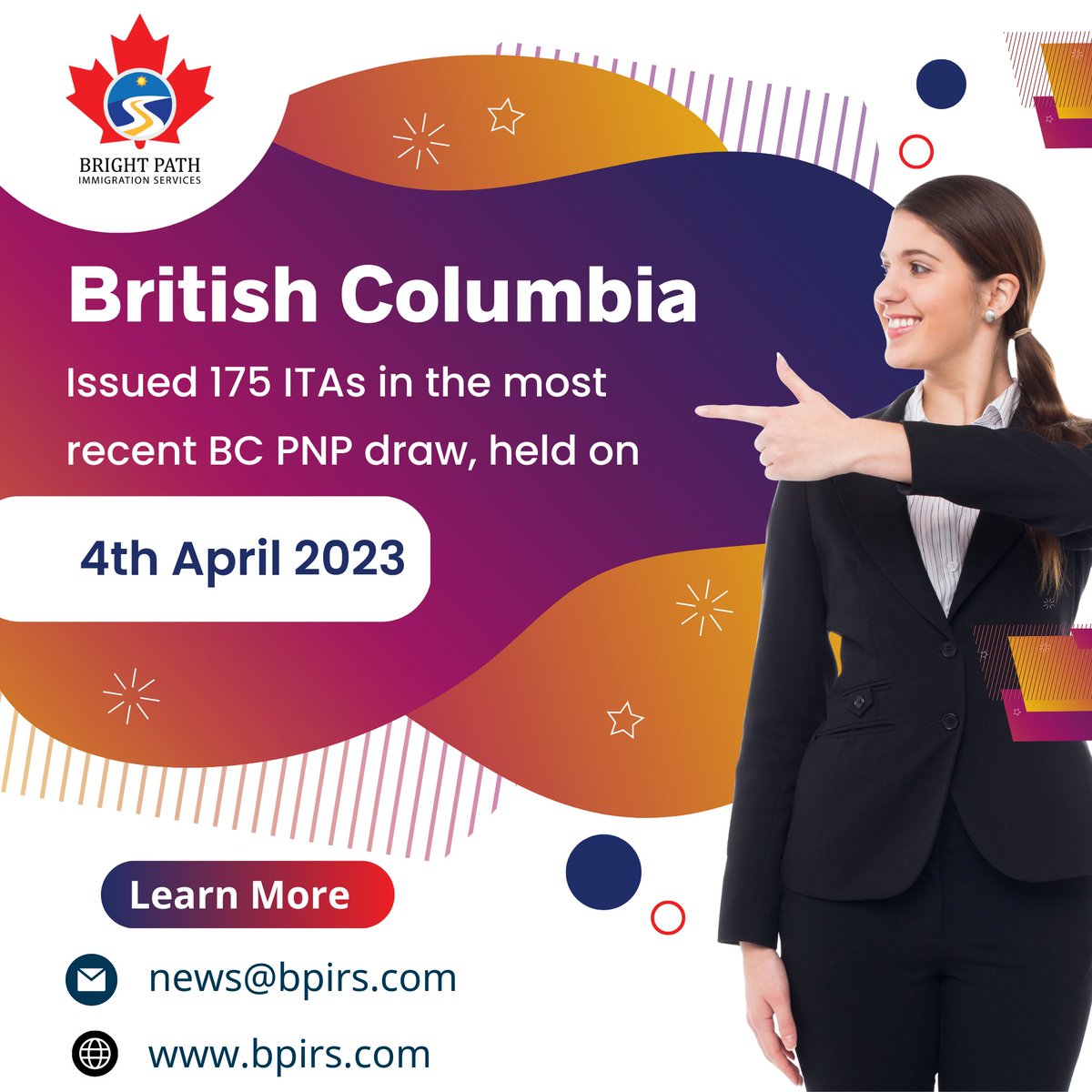 British Columbia issued 175 ITAs in the most recent BC PNP Draw, held on 4th April 2023.

🍁CONTACT US 🍁
📧: news@bpirs.com
🌐: bpirs.com

#bpirs #canadaimmigration #canada #britishcolumbia #britishcolumbiacanada #pnpdraw #immigrationnews