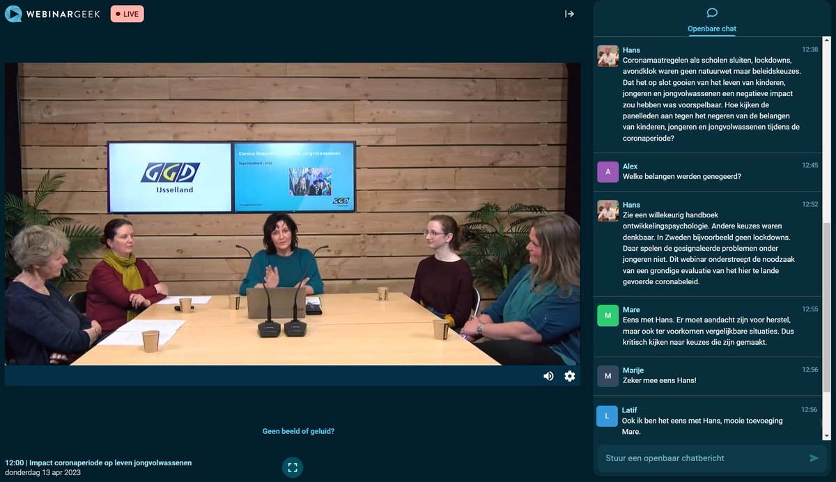 Webinar GGD IJsselland 'Impact coronaperiode op leven jongvolwassenen' verdient navolging. 

Spijtig is dat de olifant in de kamer angstvallig wordt vermeden: zorgwekkende, negatieve impact is gevolg van excessief coronabeleid.

Gezondheidsmonitor (2022): ijssellandscan.nl/rapporten/Jong…