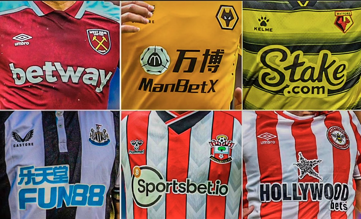 Premier League to withdraw gambling sponsorships from front of matchday  shirts