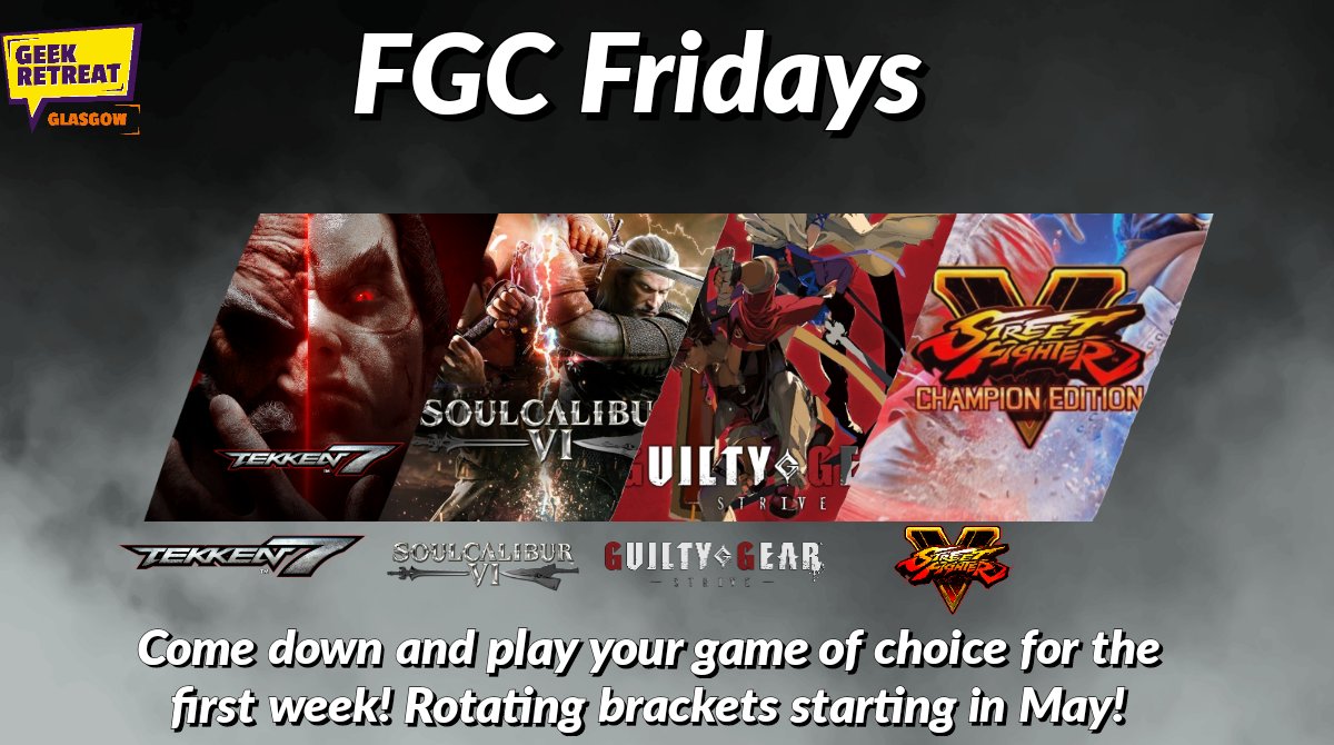 Our fgc Fridays are kicking off!
Come on down this week from 6pm! 
Meet some folks, chill and enjoy some games before the competition kicks off in two weeks!
