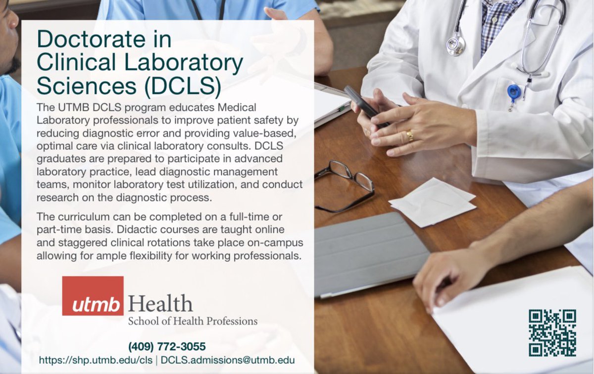 SHPUTMB's tweet photo. Imagine the impact of reducing diagnostic errors and providing value-based care to patients! The UTMB DCLS program is doing just that by educating and preparing Medical Laboratory professionals to lead diagnostic management teams and conduct research. #DCLS #UTMBSHP https://t.co/sLupGQn5Ay