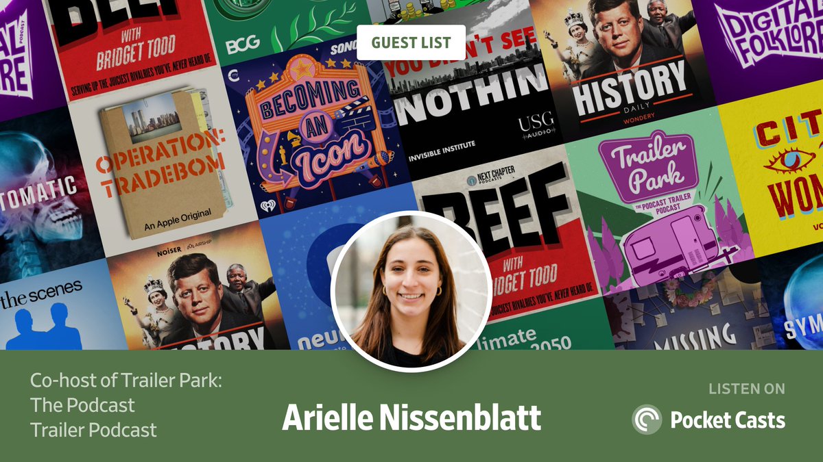 arithisandthat's tweet photo. Thank you to @pocketcasts for asking me to curate a list of some of my fav podcast trailers!

Ft.
@BridgetMarie's BEEF
@lindsayagraham's History Daily
@digiFolklorePod 
@TheCityofwomen 
@itsbpsTV 
@misspagespod 

&amp; more

Check them out here: https://t.co/rbyGs2hOcK https://t.co/IXCAewRYJ3