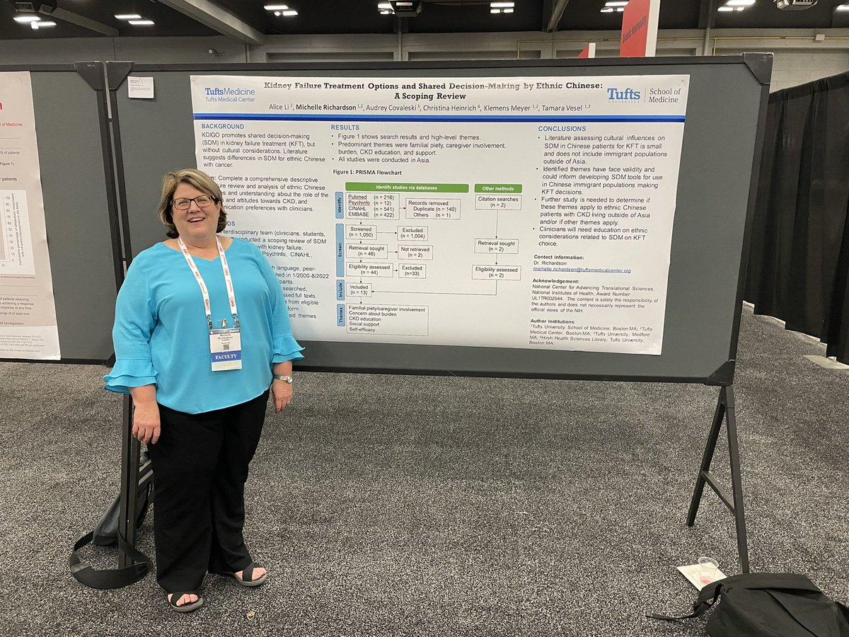 TuftsMCKidney's tweet photo. Some of the posters presented by @TuftsMCKidney at #NKFClinicals asking with @DCI_Dialysis colleagues. Such diverse topics from COVID vaccination to scoping review of Chinese patients dialysis decision making. @DanTheKidneyMan @MichRichPharmD @TuftsMCResearch @TuftsMedSchool https://t.co/SpaGI0Zc1d