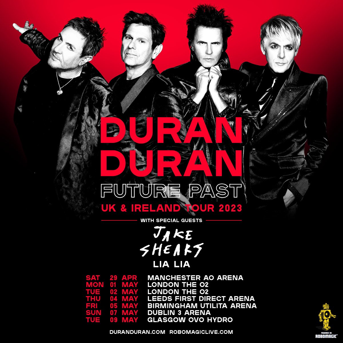 duranduran's tweet image. Duran Duran's FUTURE PAST UK / Ireland Tour is quickly approaching! Check out the list of dates and purchase your tickets here: duranduran.com/tour/