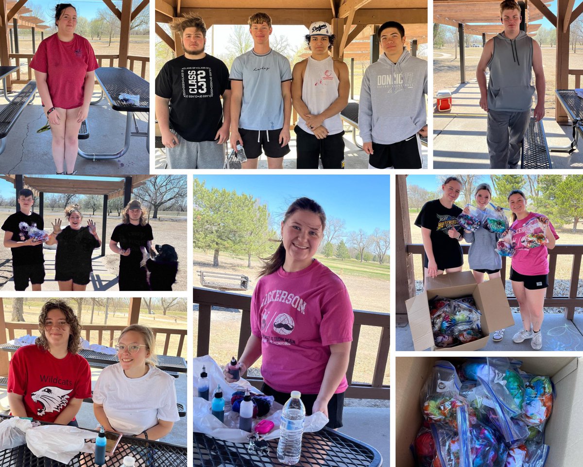 NHSbroadcasting's tweet photo. Some of our seniors spent their senior skip day tie-dying shirts for themselves and classmates for senior sunrise in May! Together they dyed 64 shirts!☀️💙💛 #weR309 #classof2023 https://t.co/jEnidGDS3K