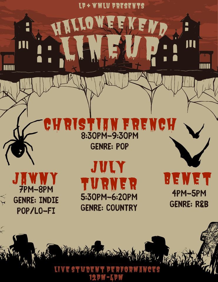LancerPro's tweet photo. We hope everyone is ready for Halloweekend!! There will be student performers from 12:50pm - 2:50pm!! Next is our Halloween costume contest @3pm 🎃👻 Here are our main performers for the night🎤 https://t.co/d9kQpMMW7m