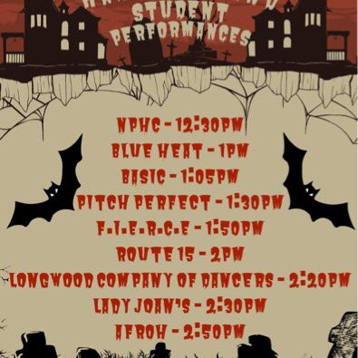 LancerPro's tweet photo. We hope everyone is ready for Halloweekend!! There will be student performers from 12:50pm - 2:50pm!! Next is our Halloween costume contest @3pm 🎃👻 Here are our main performers for the night🎤 https://t.co/d9kQpMMW7m