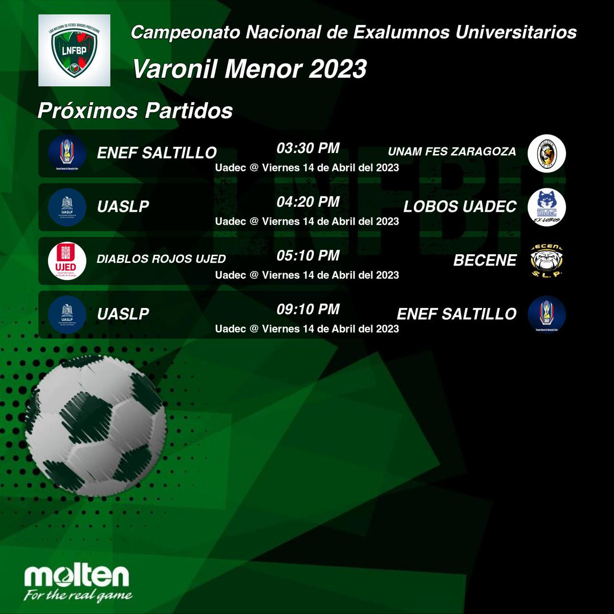 Rol de Juegos de nuestra categoría Varonil Menor