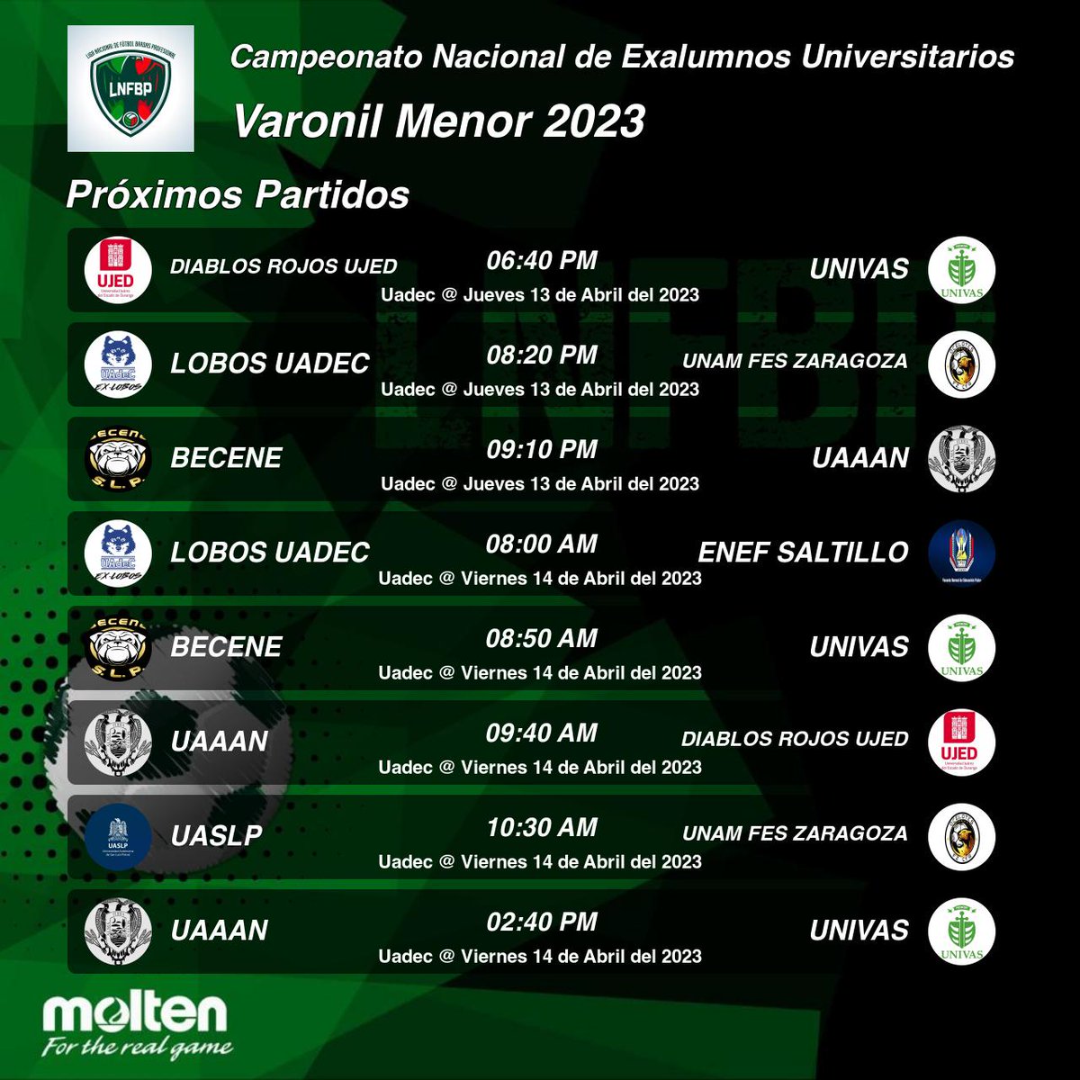 LNFBPro's tweet photo. Rol de Juegos de nuestra categoría Varonil Menor https://t.co/IJw4o8uMDD