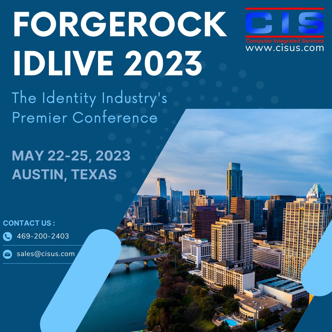 ComputerIntSvc's tweet photo. CIS is getting ready for some incredible events coming up, including #ForgeRock's #IDLive 2023 at the JW Marriott in #AustinTx , May 22-25!
Stop by CIS' booth and meet the team, this is not an event you will want to miss!
Follow the link to register -> https://t.co/amH9ujuhal https://t.co/3uRq1rvsMV