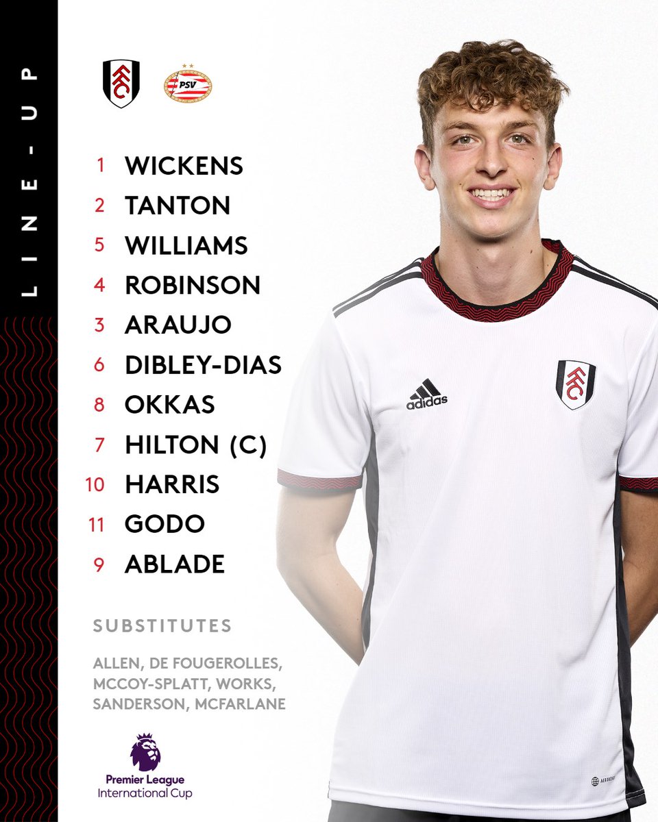 FulhamFC's tweet photo. Semi-Final selection. 🔒

Your #FFCU21s team for tonight's @PSV clash! https://t.co/kRMLadGbJA