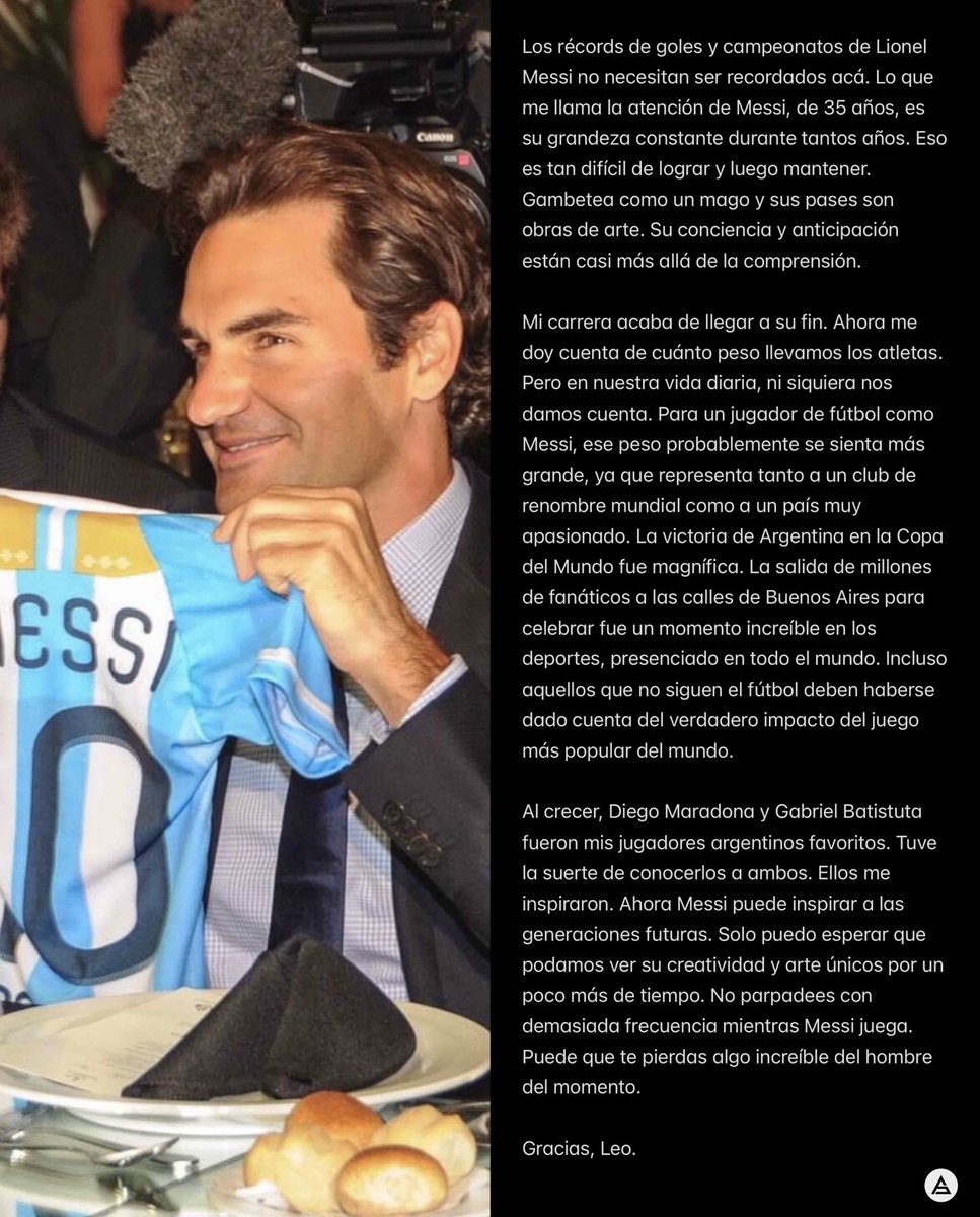 sudanalytics_'s tweet photo. 🌟🇦🇷 Lionel Messi fue elegido entre las 100 personas MÁS INFLUYENTES de 2023 según la revista TIME.

Y por eso Roger Federer le escribió estas hermosas palabras. 🥹 https://t.co/UorbBUVLDF