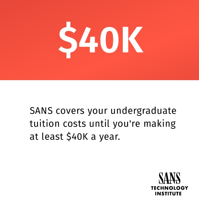 SANS_EDU's tweet photo. We're making the best undergraduate education in cybersecurity more accessible. 

Swipe to learn more. ➡️