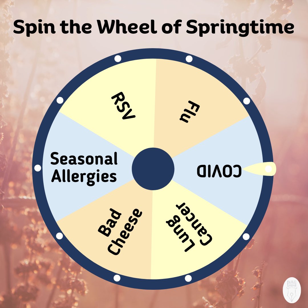 “Shall we play a game?”

#spring #spinthewheel #seasonalallergies #allergies #flu #covid #cheese #shallweplayagame