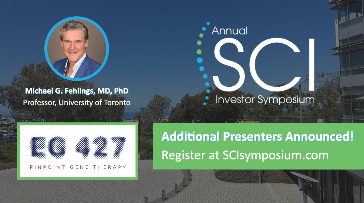 SciSymposium's tweet photo. We’re pleased to announce the addition of EG 427 and @DrFehlings to the presenter lineup for the 1st Annual #SCIsymposium.
 
Learn more: https://t.co/Ku5B0o17CI

#SCI #SpinalCordInjury https://t.co/VJBbxytULd