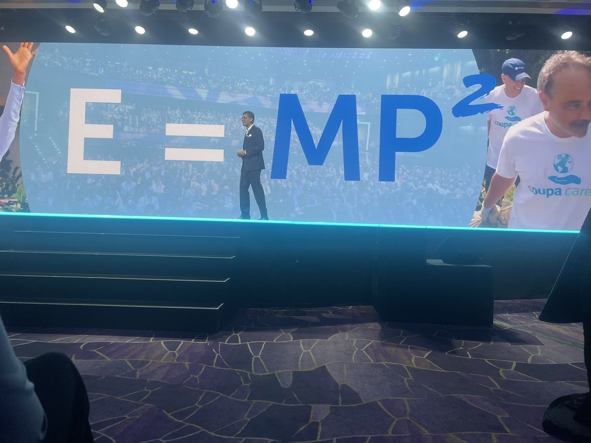 Debuting at #CoupaInspire: the new equation for excellence.
⚡ Excellence = Measurable (Performance x Purpose) ⚡ 
E=MP2 

When you bring purpose into the equation, performance becomes accelerated.

-<a href="/chandarp/">chandar pattabhiram</a>