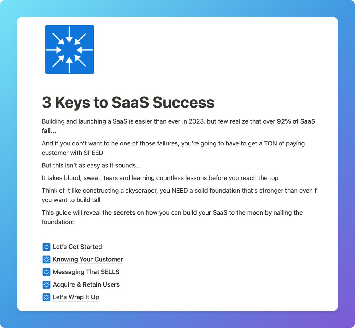 _muhibM's tweet photo. Your SaaS will FAIL unless you're pouring in new users like Niagara Falls...

I built a 3-part guide on how to 10X your acquisition 

✓ Customer secrets
✓ Crafting killer messaging
✓ Nailing your strategy

Like + RT + Reply "SaaS" &amp; I’ll send

(Must be following so I can DM) https://t.co/VxGDkN03qt