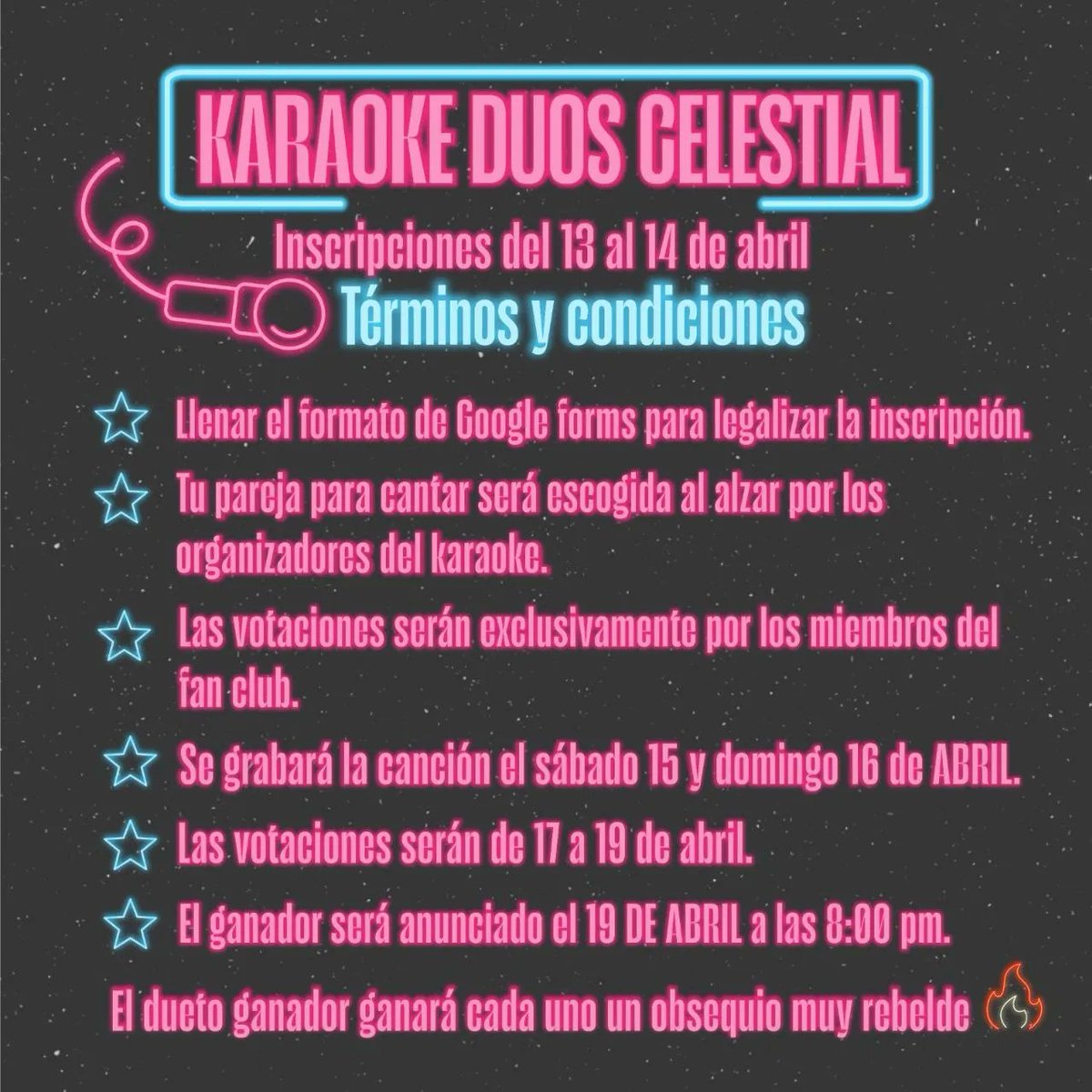 🎤🇨🇴GRAN KARAOKE A DUETOS FC REBELDE COLOMBIA 🎤🇨🇴

Les tenemos una maravillosa sorpresa amados Rebeldes, los invitamos a leer todos los detalles a la perfección en nuestro Instagram y Facebook.

Por ahora se pueden ir registrando en el siguiente link: 

forms.gle/yHceTR7ZpnZZ1L…