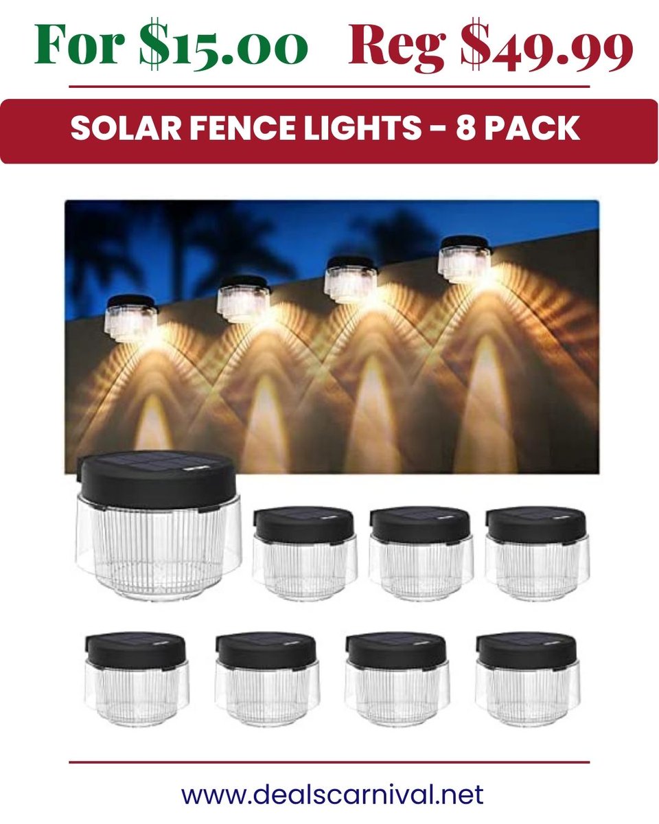 dealscarnivalus's tweet image. 8 Pack - Solar Fence Lights

dealscarnival.net/solar-fence-li…

#solar #solarlights #backyarddecor #frontyardlights #backyardlights #amazonfinds #amazondeals #dealscarnival

@amazon