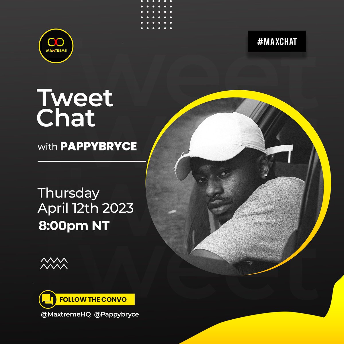 Pappybryce's tweet photo. Tweet chat with @MaxtremeHQ_ by 8:00pm Today. Tune in🍻 #maxchat #Pappybryce #topG https://t.co/LcWdzi59FM