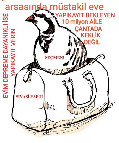 #PATRONBİZİZ TAPULU Yerine İzin alamayıp yapmış Milyonlarca azkatlı EVi YIKACAKMISINIZÇözümsüzSeçimeGİDİLMEZ
#ToplumsalBeklentilerPaketi YapıKayıtaÇözümGelmeli <a href="/RTErdogan/">Recep Tayyip Erdoğan</a>
<a href="/Akparti/">AK Parti</a>
<a href="/dbdevletbahceli/">Devlet Bahçeli</a>
<a href="/ErbakanFatih/">Dr. Fatih Erbakan</a>
<a href="/tcbestepe/">T.C. Cumhurbaşkanlığı</a>
<a href="/murat_kurum/">Murat KURUM</a>
DepremŞartlı YapıKayıt