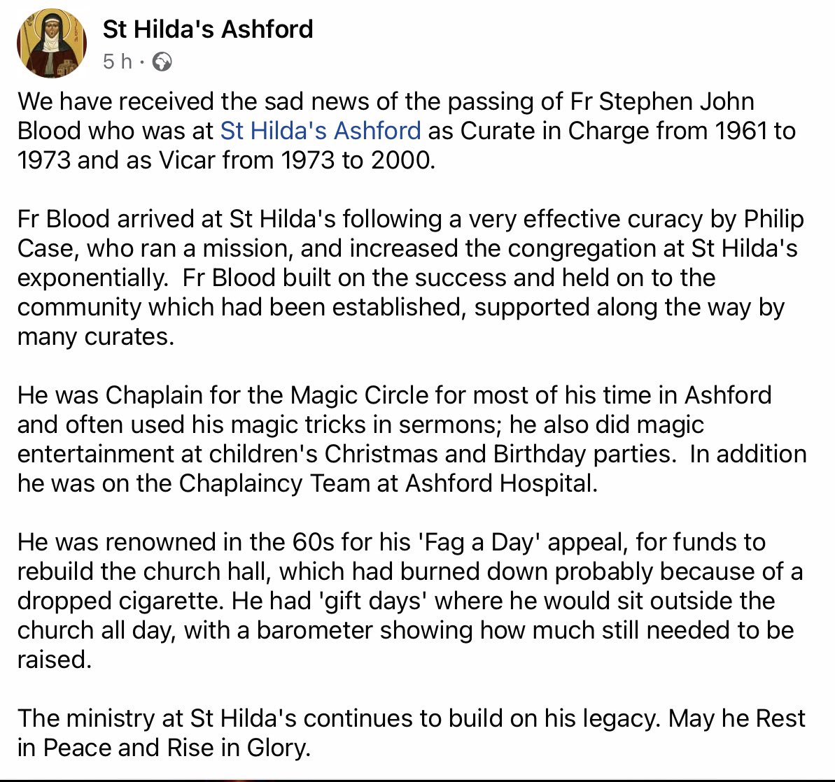 R.I.P Father Stephen Blood.