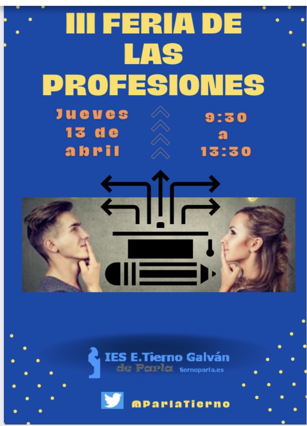 iestiernoparla's tweet photo. Hoy en el Tierno hemos celebrado la III Feria de las Profesiones. Orgullosos y satisfechos de contar un año más con la presencia de profesionales y ex alumnos que han compartido su experiencia académica y laboral con nuestros alumnos. Gracias a todos. https://t.co/wylDsHdmOw