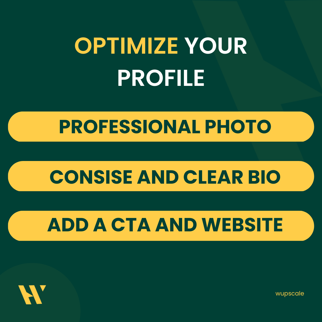 wupscale's tweet image. 🎯 Optimize your social media profiles with these 3 tips:
1) Use a professional profile photo
2) Write a clear and concise bio
3) Include a call-to-action and website link.
Make a great first impression and attract more followers!
#ProfileOptimization #SocialMediaTips