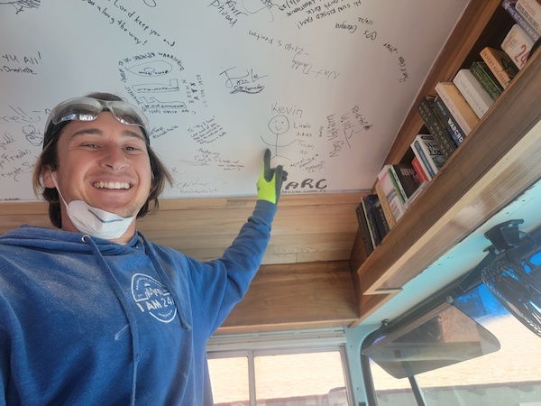 SouthTahoeNow's tweet photo. The team from #LostBus in #SouthLakeTahoe this week, helping out Tahoe Coalition for the Homeless. They travel the country, enjoying America and meeting people along the way, one #community service project at a time. They left #SouthCarolina in October. https://t.co/xkUJNTcw7T https://t.co/e9k4C6WSIC