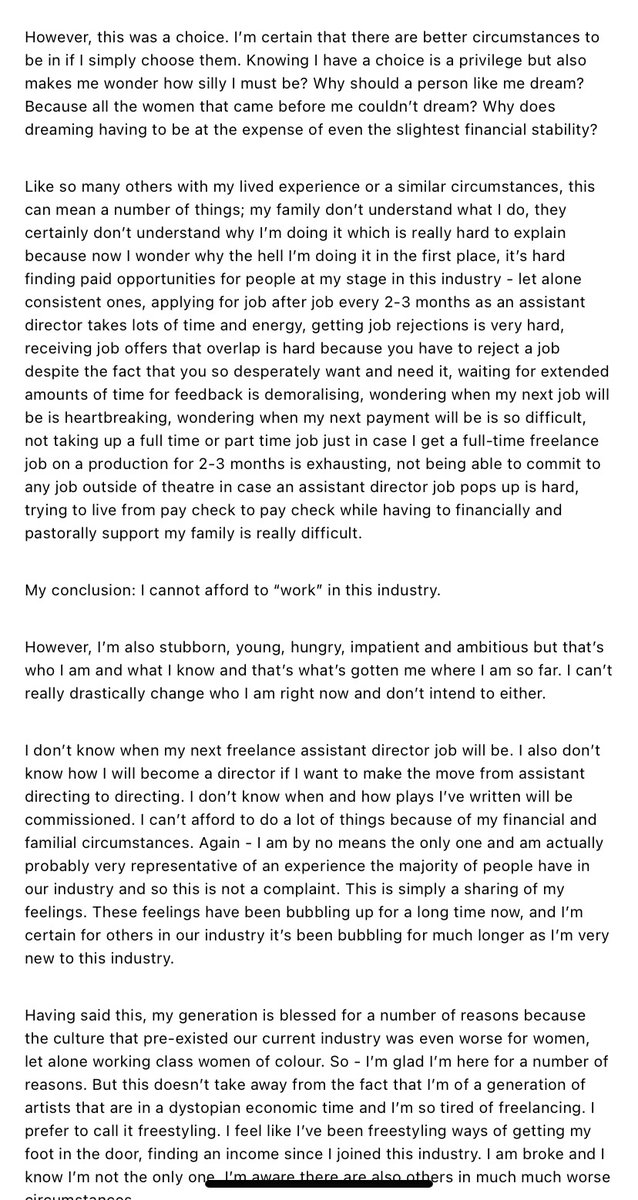 neetusinghbains's tweet photo. Dear Theatre Twitter,

A really honest and letter about my (near) first year in theatre.

I’m blessed and grateful and just trying to be honest. 

If you may be triggered by despair and/or financial instability,  please don’t read attached letter.  

Sincerely,
Neetu https://t.co/5UYSoiJSLU