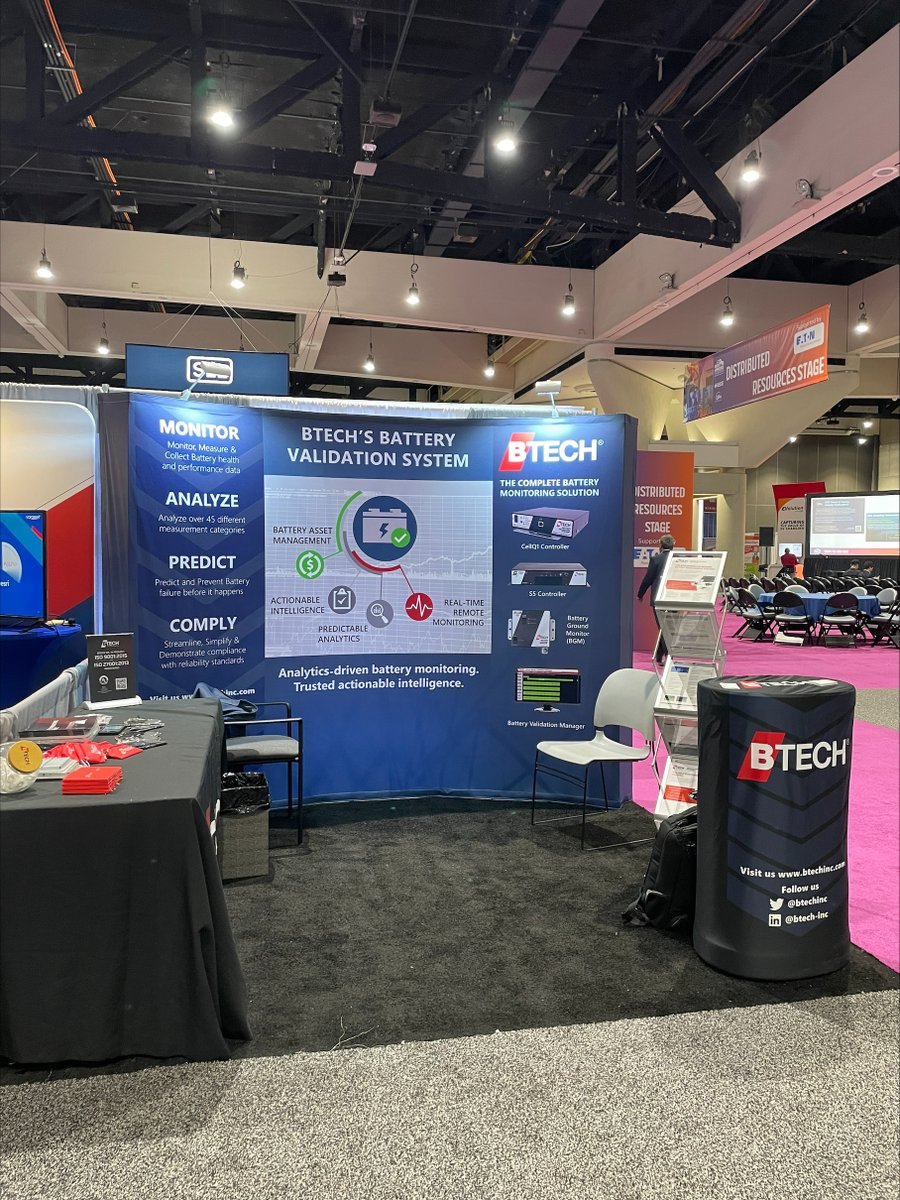 btechinc's tweet photo. BTECH is setup and ready to speak with you during the final day of the IEEE PES Grid Edge Technologies Conference &amp; Expo. Stop by booth #941 and learn more about our sustainable and proactive battery monitoring technologies and solutions. #Gridedge https://t.co/u78H62LPMS