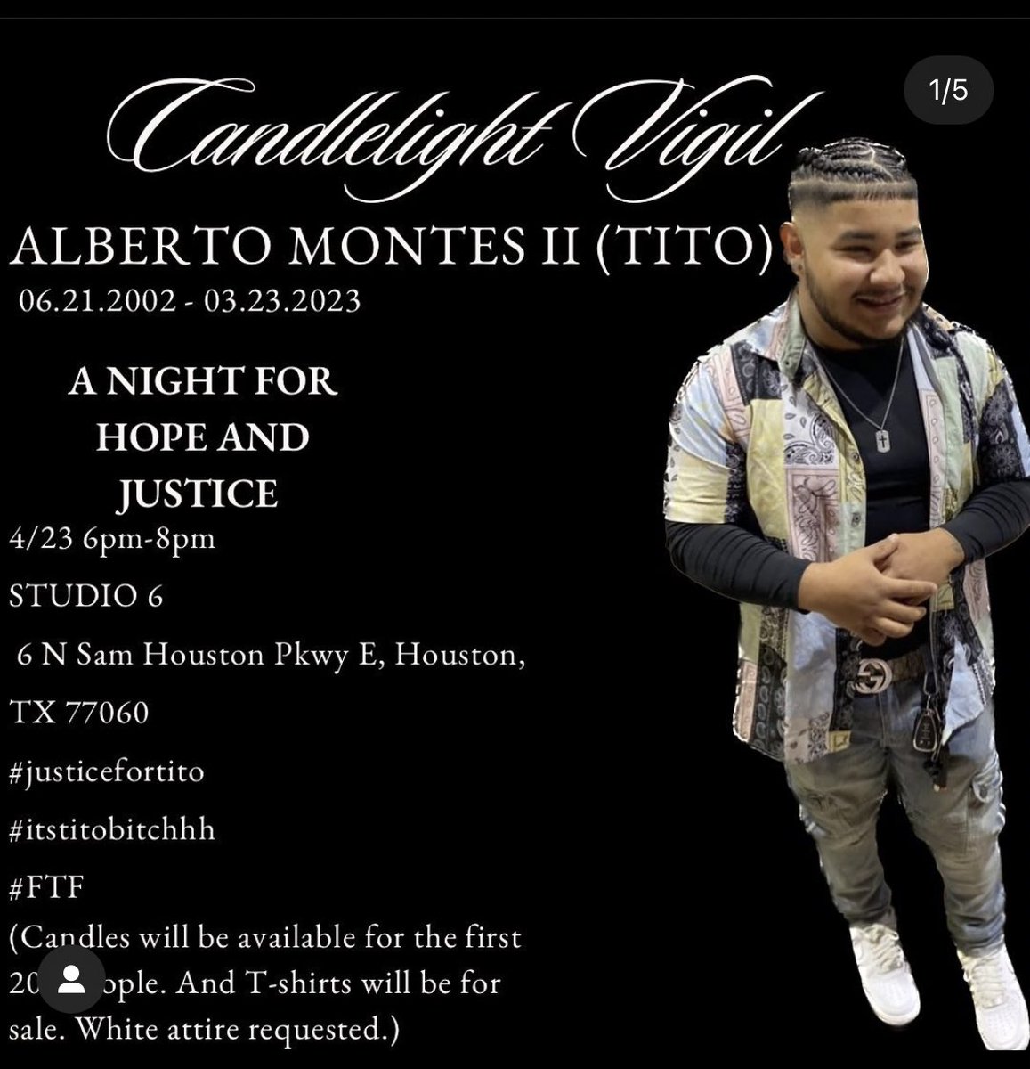boolio12's tweet photo. please join us on the 23rd at a vigil for tito, this is a night for justice and to make a statement to the FBI. WE WANT ANSWERS AND IF YALL DONT WANNA HELP US, WERE GONNA HELP OURSELVES!!! #fuckthefeds #LLTITO ποΈποΈπ https://t.co/88U9PQfiLj
