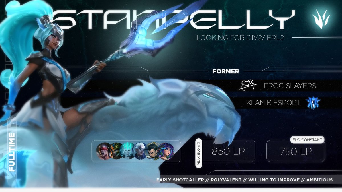 Hello guys,
I am now looking for a team to compete in summer split. 

Full time, dedicated to the game, willing to improve.
I can provide recent vods from scrims / official games. 
References : <a href="/Neji_LoL_/">Neji</a> and @LoL_Radiant1 
Rt &amp; Likes appreciated !