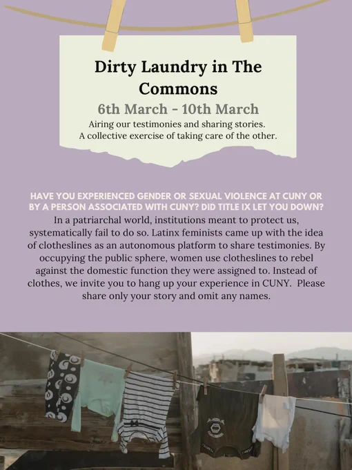 Original flyer posted, Dirty Laundry in the Commons