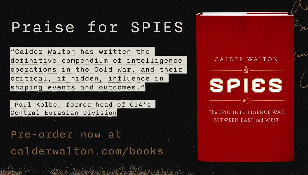 calder_walton's tweet photo. It means a lot to hear from intelligence professionals that one’s research is meaningful

That’s why I was humbled to receive this advance praise for my book #Spies from ⁦@BelferCenter⁩ colleague, Paul Kolbe 👇 https://t.co/SO4oPjho1t