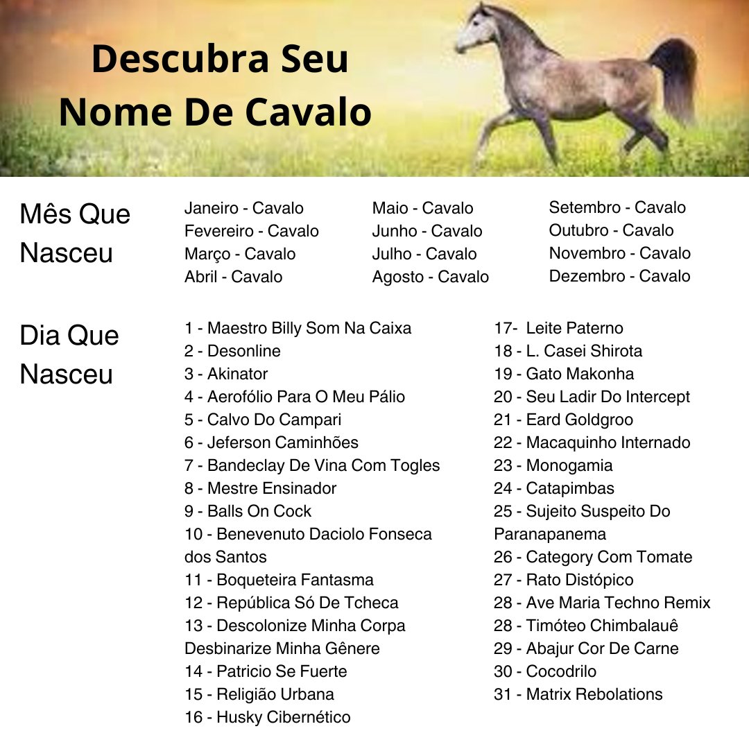 Nomes para cavalos em INGLÊS - Machos e fêmeas