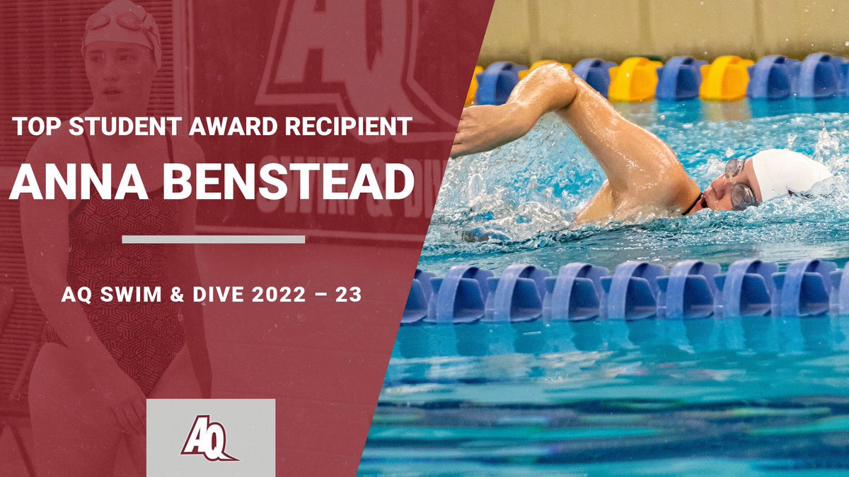 AQSwimDive's tweet photo. Congrats to Anna Benstead on receiving the Top Student Award for the women’s team 📚 She’s a first year in the honors program, works in the Writing Center, loves serving in the community on and off campus, and so much more! Way to set an example for the team.
#allstarstudent https://t.co/YDt3oDTE0J