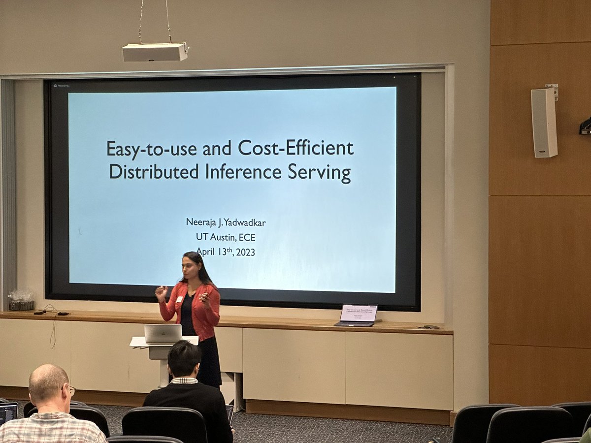 MLFoundations's tweet image. #SysML expert @NeerajaJY talks #inference at the 2023 Machine Learning Lab Research Symposium. TY! #MachineLearning