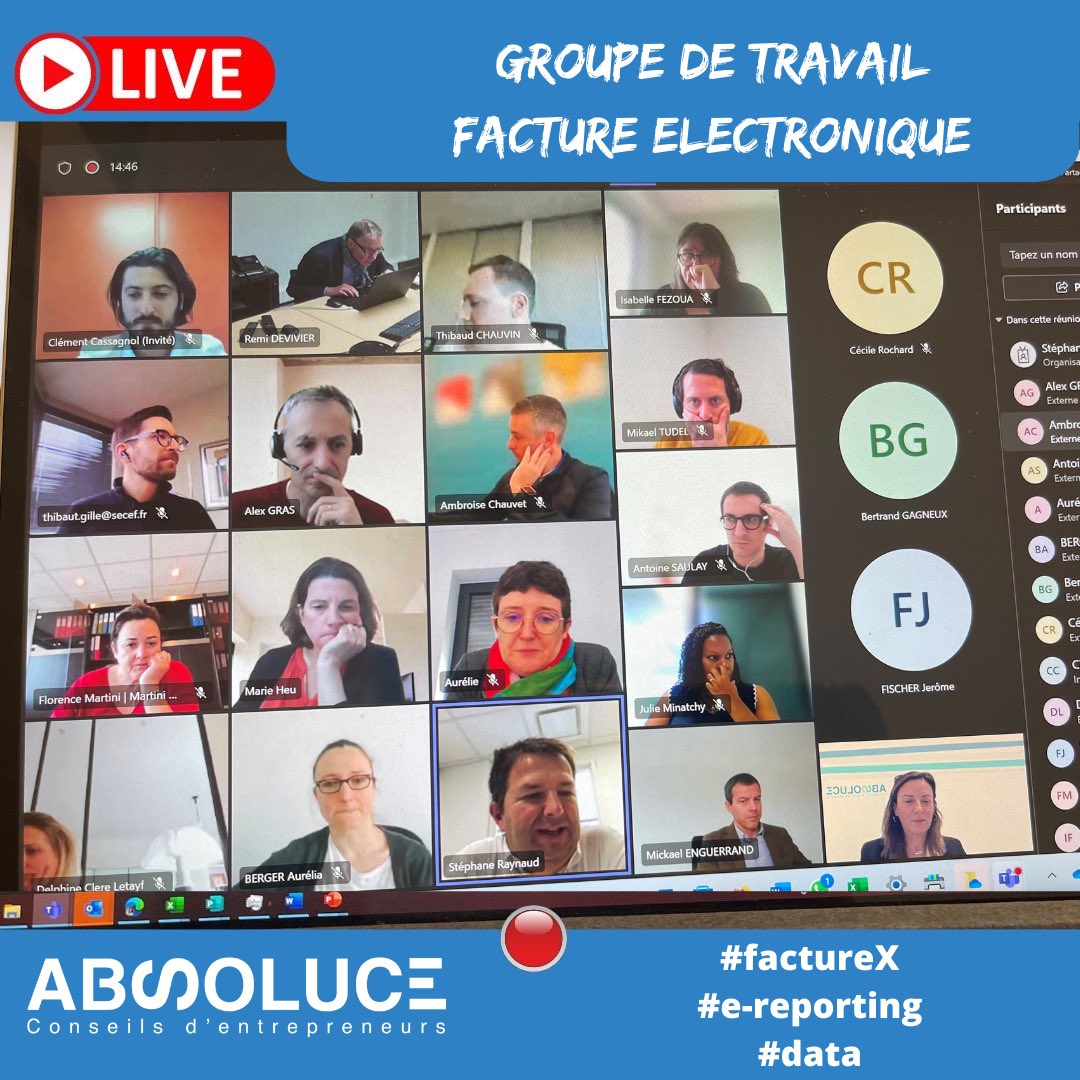 absoluce's tweet photo. 🔷 Groupe de Travail #FactureElectronique 
@StephanRaynaud @susinimassei 
Préparer nos cabinets et nos clients
🧠 Réfléchir aux offres de service. 
✅ Vous l’aurez compris, La facture électronique n’a rien d’une contrainte 👍
🍀C’est une opportunité à saisir et vite ! https://t.co/GFaEzYlD0S
