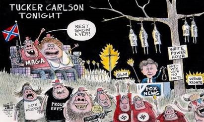 namwella1961's tweet image. The only thing missing from Tucker Carlson's rant against Tennessee state lawmaker Justin Pearson speaking like a ‘sharecropper’ and getting into college only because he’s black, was a cross burning in the background.
#ProudBlue #TuckerCarlsonIsRacist #FoxNewsIsPropaganda