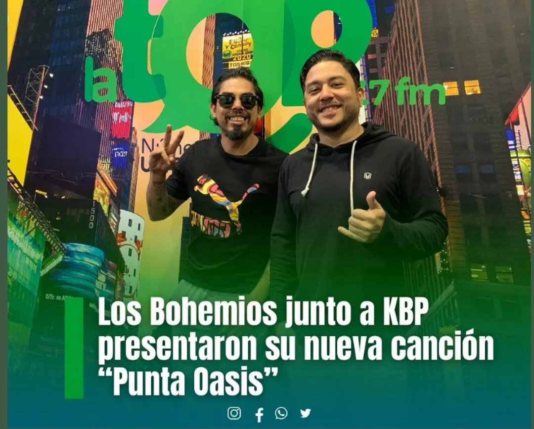Los Bohemios presentan su nuevo tema "Punta Oasis" una rola que ya podes pedir en La Top latop.hn <a href="/losbohemios/">Los Bohemios</a>