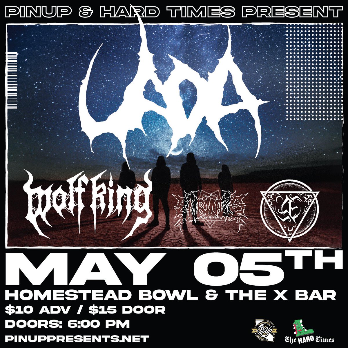 PinUpPresents's tweet photo. 5/5 UADA at The XBar Cupertino with Wolf King, Emblaze, and AE

Tickets: https://t.co/EctagRKRlE

#pinuppresents #pinupproductions #wolfking #uada #metal #heavymusic #hardcore #bayarea #cupertino #california https://t.co/yFXIIWtqcS