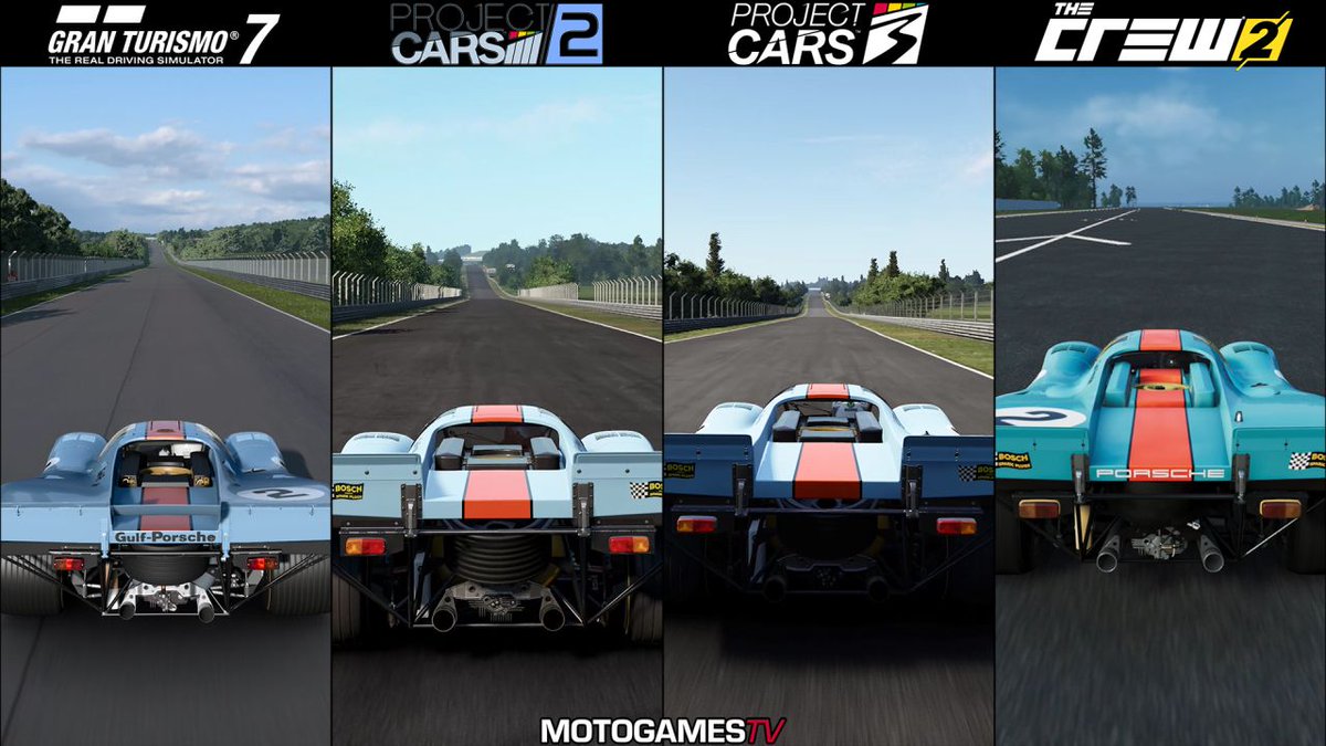 MotoGamesTV's tweet photo. Gran Turismo 7 vs Project CARS 2 vs Project CARS 3 vs The Crew 2 - Porsche 917K Sound Comparison https://t.co/9HLCF4kdQf #GranTurismo7 #PCARS3 #TheCrew2 https://t.co/fT1OAVSXd2