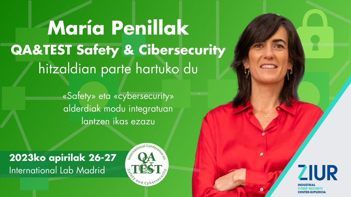 ZIUR Industrial Cyber Security Center – Gipuzkoa (@ziurfundazioa) on Twitter photo 🗣Apirilaren 27an, #ZIUR-ek <a href="/QATESTMadrid/">QaTestMadrid</a>-en parte hartuko du, #safety eta #zibersegurtasuna-ren integrazioak planteatzen dituen erronkak jorratzen dituen ekitaldian
👩🏻💻<a href="/MariaPenillaA/">María Penilla</a>-k segurtasun eta zibersegurtasun industrialari buruzko IC62443 arauaren blokean parte hartuko du 🗣Apirilaren 27an, #ZIUR-ek <a href="/QATESTMadrid/">QaTestMadrid</a>-en parte hartuko du, #safety eta #zibersegurtasuna-ren integrazioak planteatzen dituen erronkak jorratzen dituen ekitaldian
👩🏻💻<a href="/MariaPenillaA/">María Penilla</a>-k segurtasun eta zibersegurtasun industrialari buruzko IC62443 arauaren blokean parte hartuko du