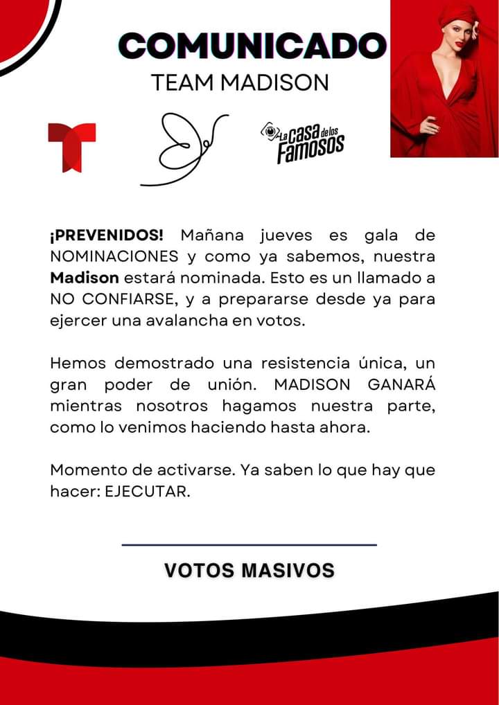 lisstor02716100's tweet photo. Porfavor de difundir esto en las todas tus redes sociales

#TeamMadison 
#Madisonalafinal 
#MadisonGanadora
@TelemundoPR
@LaJefaTLMD
@Telemundo
@Jimenagallegotv https://t.co/FxmTP1B6X6