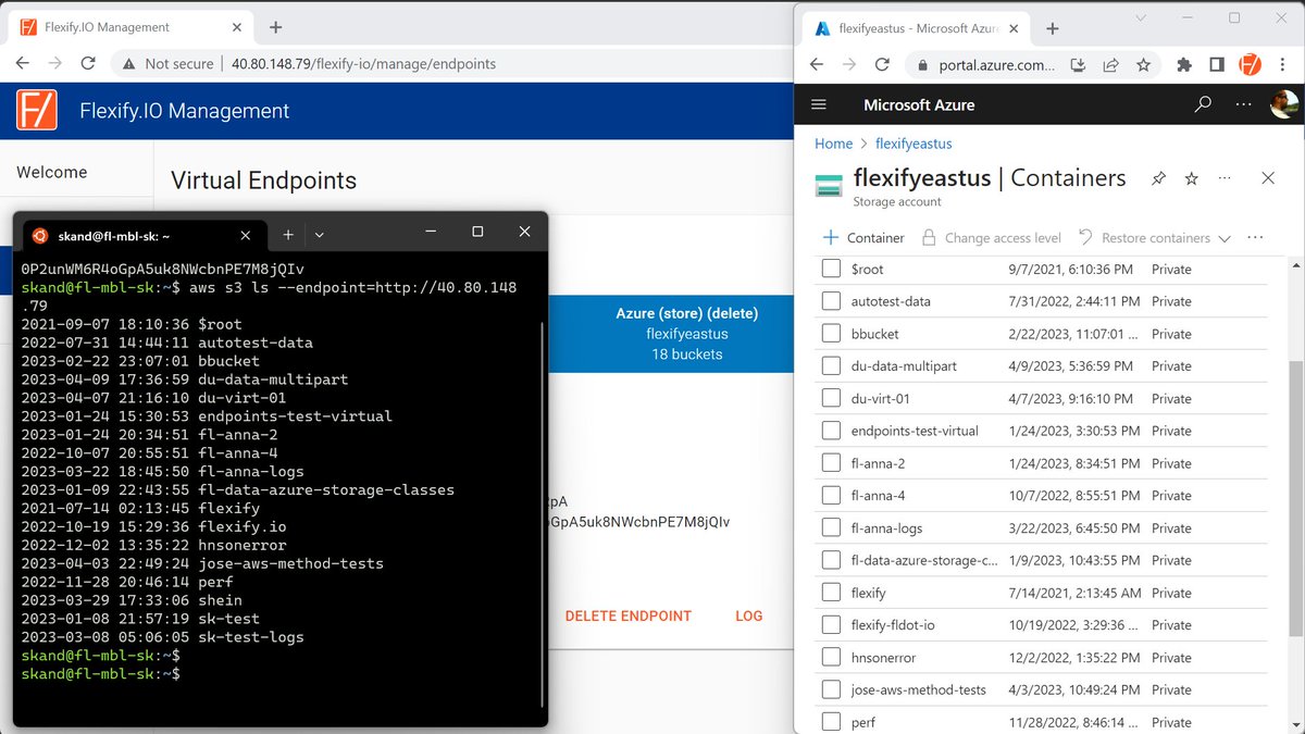 FlexifyIO's tweet photo. Listing @Azure Blob Storage containers via S3 API. https://t.co/zyfjQYEvQg
