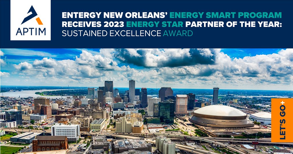 aptimglobal's tweet photo. We are proud to announce that the @EntergyNOLA #NewOrleans’ Energy Smart program has received the 2023 @ENERGYSTAR Partner of the Year: Sustained Excellence Award from the @EPA and the @ENERGY (U.S. Department of Energy)!
#ExpectTheExtraordinary https://t.co/6z412WFbPB