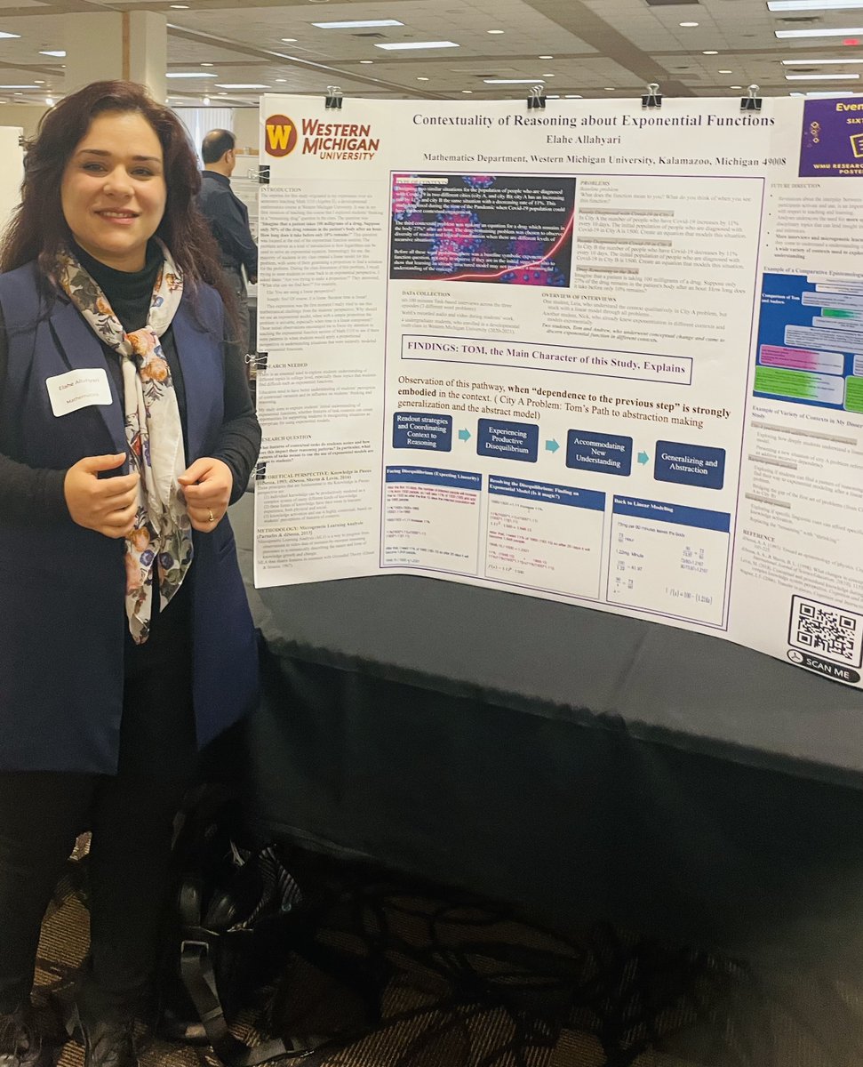 We're proud of the WMU Mathematics Education and Mathematics graduate students presenting posters on their research at the WMU Research Day festivities today.  Check out the posters of Nitchada Kamlue, YJ Arciaga, Ela Allahyari and Caryn Mays!